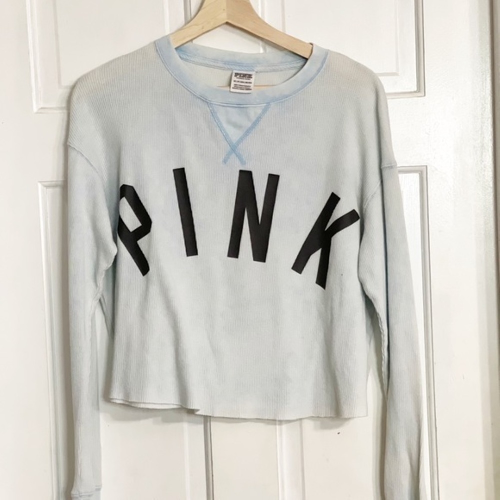 VS Pink Tie Dye Thermal Top Textured Oversized